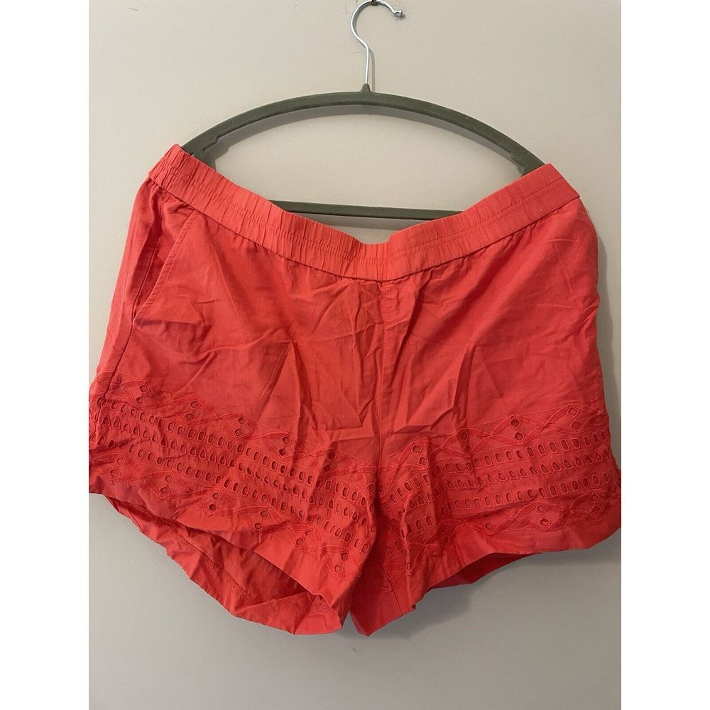 J Crew. Bright Medium Red Eyelet Accent Pull On Cotton Shorts Sz XL Summer